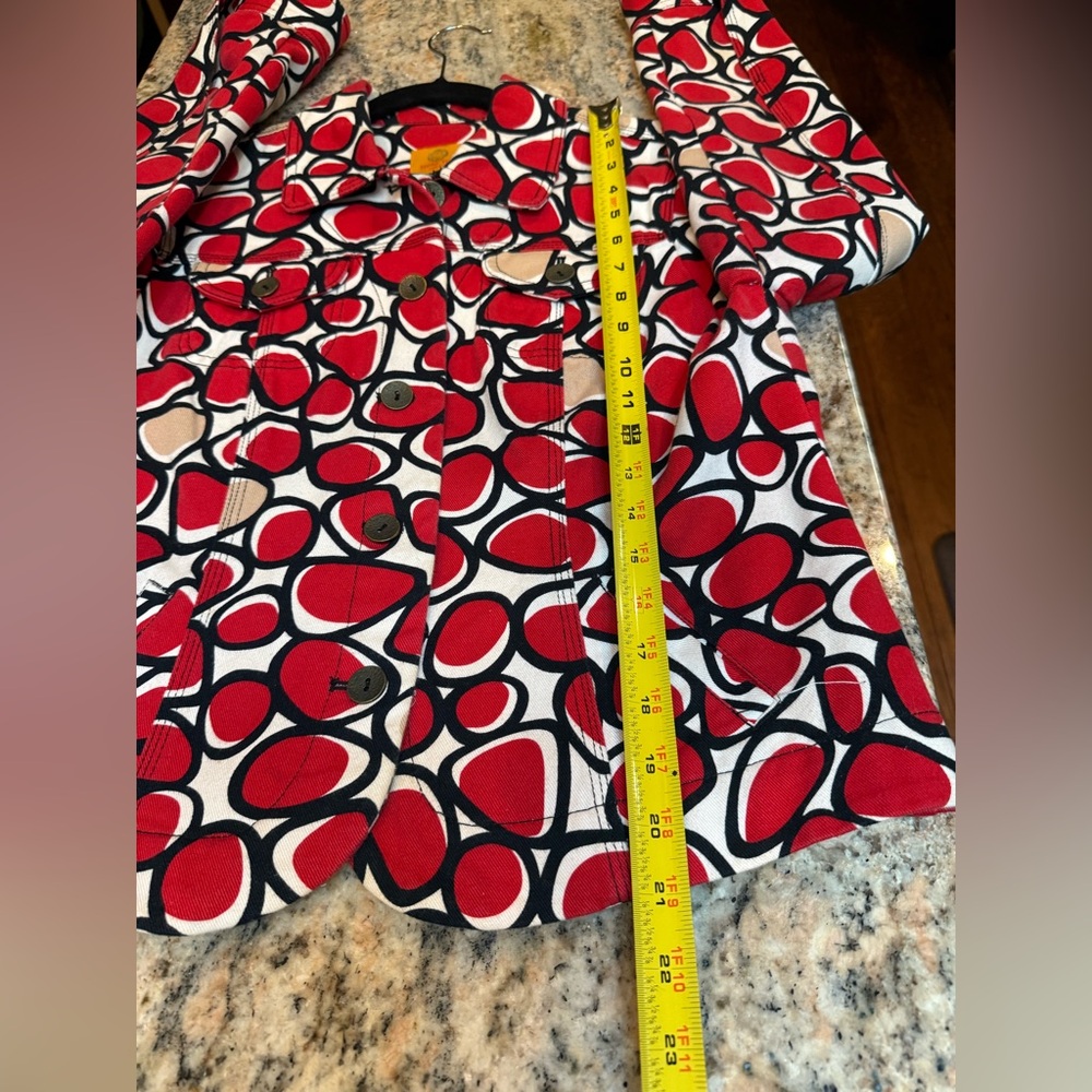 Ruby Rd Petite Vibrant Red and Black Patterned Jacket. Size Medium. EUC - Picture 6 of 13